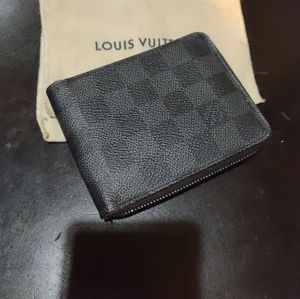 Auth Louis Vuitton Damier Graphite Zippy Compact Wallet